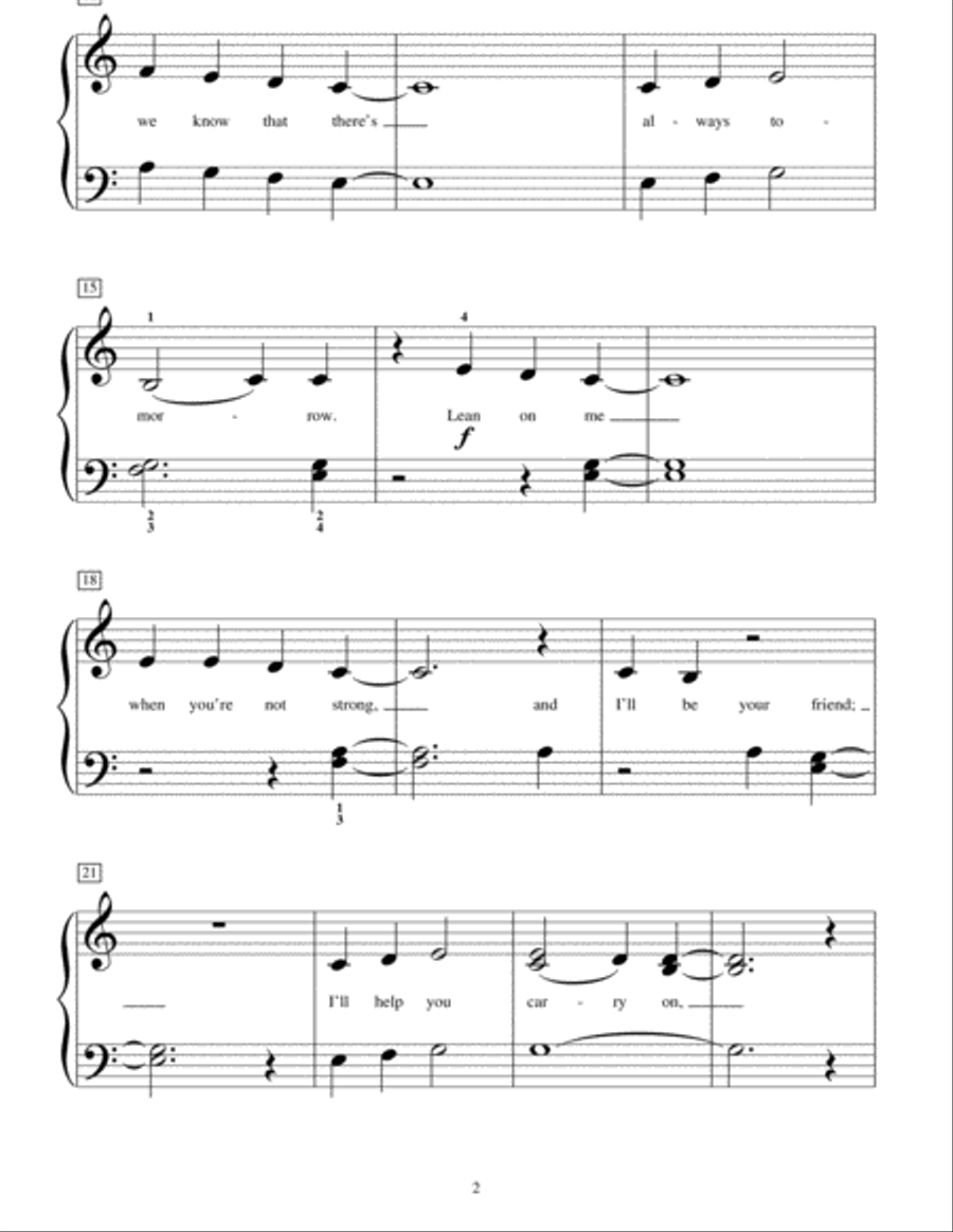 Lean On Me Piano Method scores gallery preview page 2