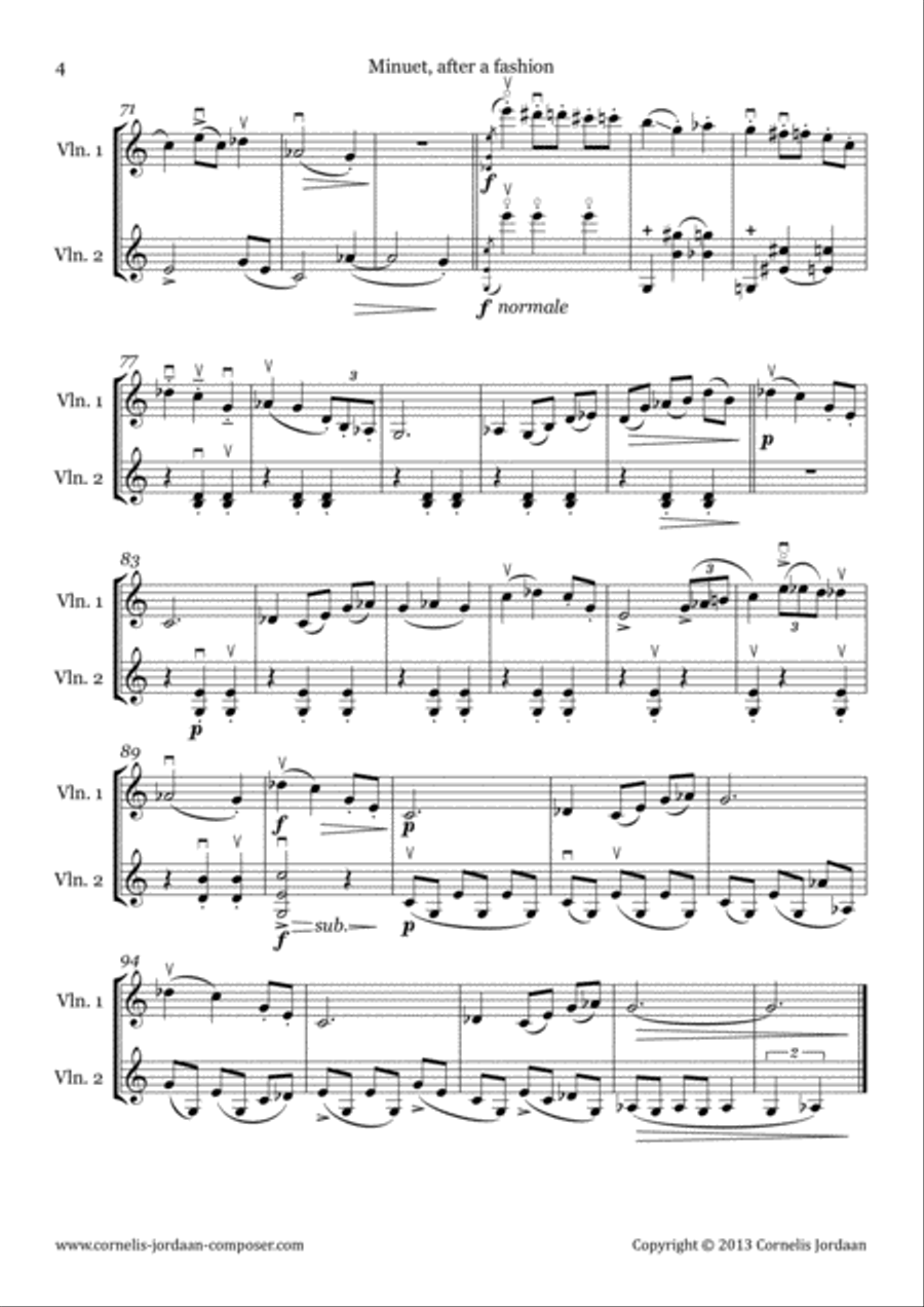 Minuet, after a fashion for 2 violins String Duet scores gallery preview page 4