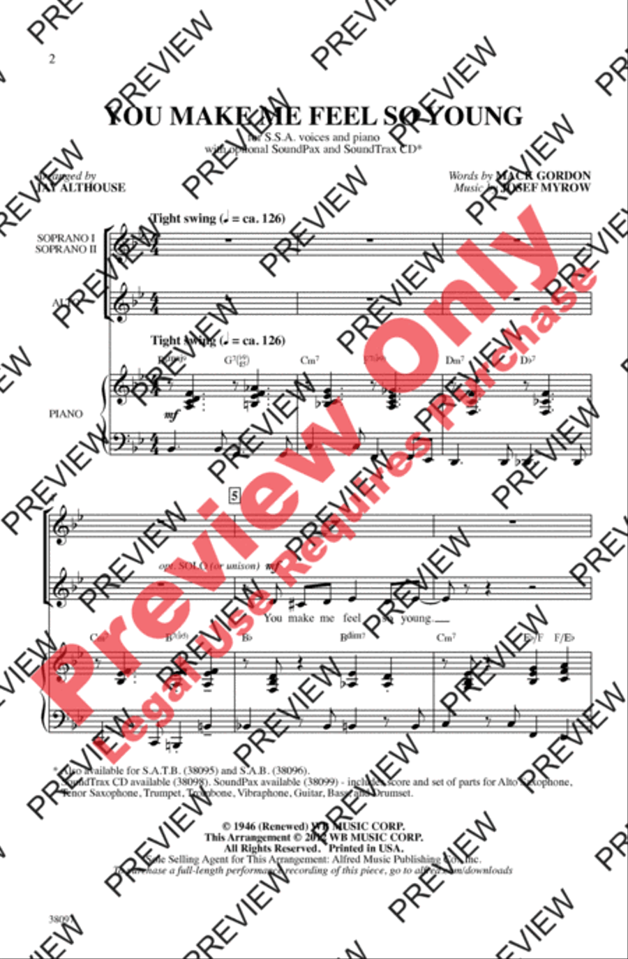 You Make Me Feel So Young Women's Choir scores gallery preview page 2