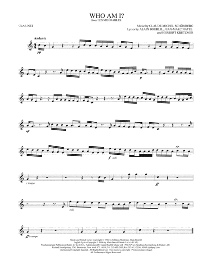 Who Am I? Clarinet Solo scores gallery preview page 1