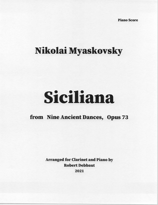 "Siciliana" by Nikolai Myaskovsky for Clarinet and Piano