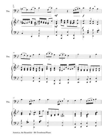AMERICA, THE BEAUTIFUL (Duet – Trombone and Piano/Score and Parts) image number null