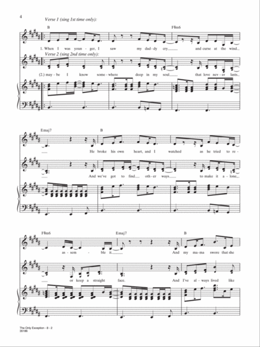 The Only Exception Piano, Vocal, Guitar scores gallery preview page 2