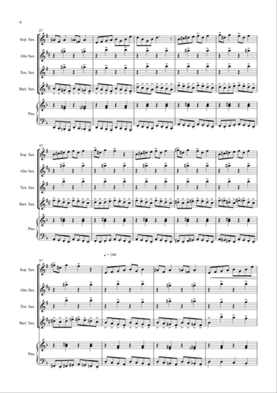 2 Classical Favourites for Saxophone Quartet (volume one) Saxophone Quartet scores gallery preview page 6