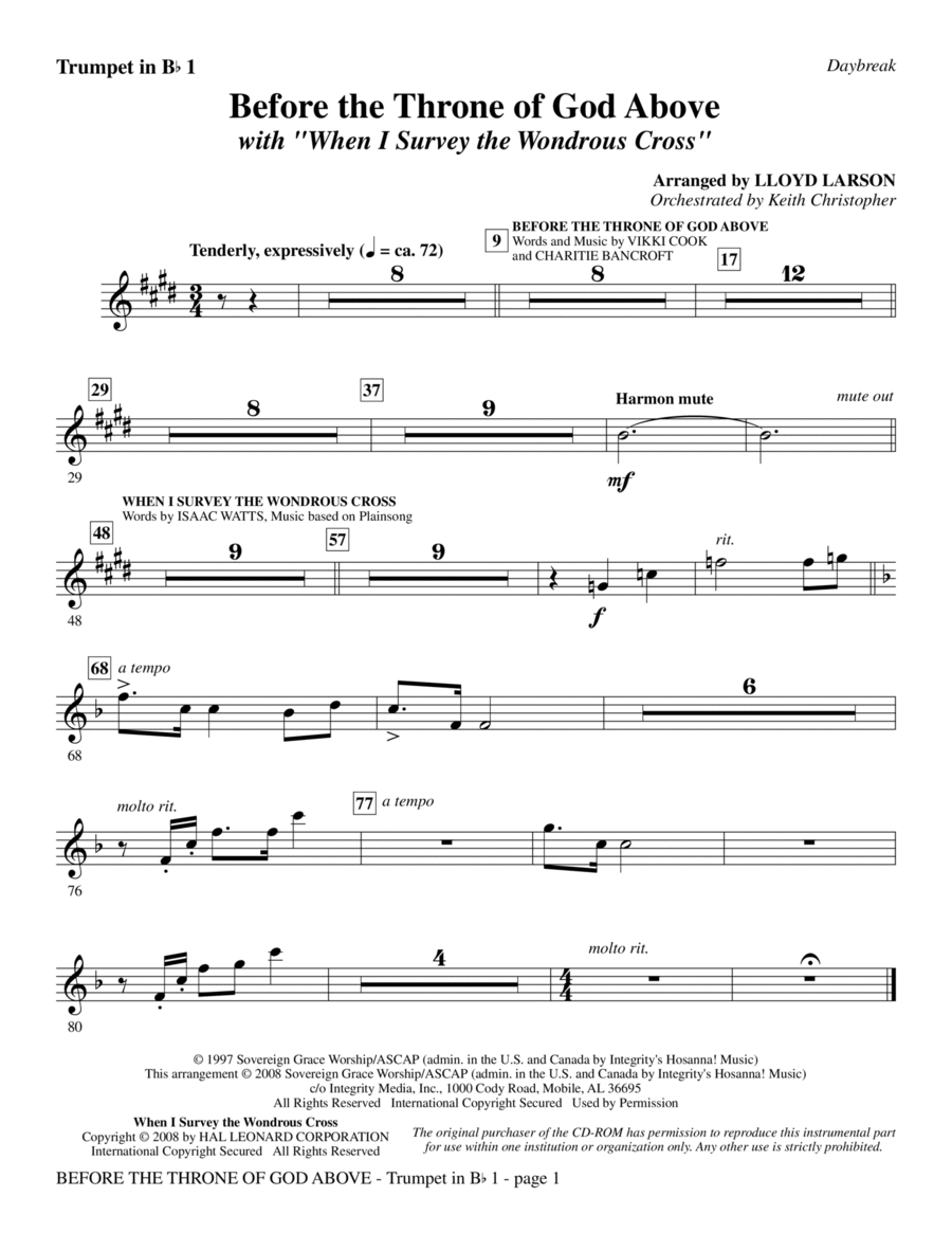 Before The Throne Of God Above (with "When I Survey The Wondrous Cross") - Trumpet 1