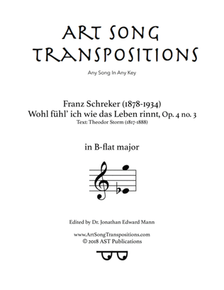 SCHREKER: Wohl fühl' ich, wie das Leben rinnt, Op. 4 no. 3 (transposed to B-flat major)