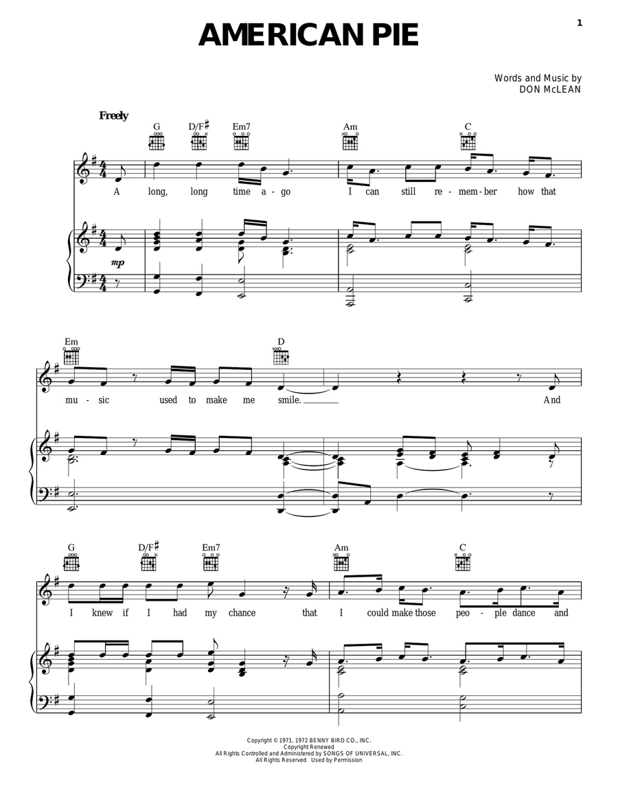 American Pie American Pie Acoustic Guitar scores gallery preview page 1