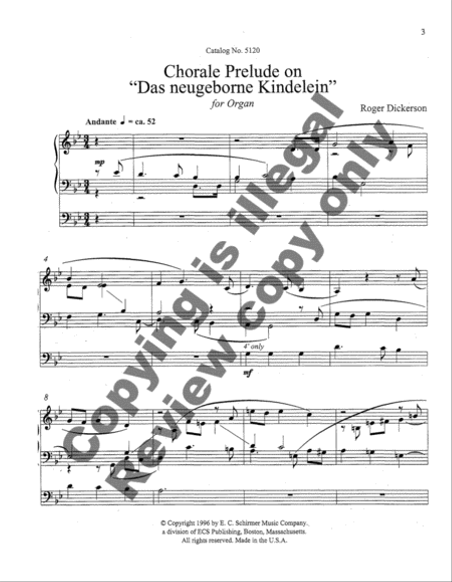 Chorale Prelude on Das neugeborne Kindelein (ECS/AGO African-American Organ Series) Organ scores gallery preview page 4