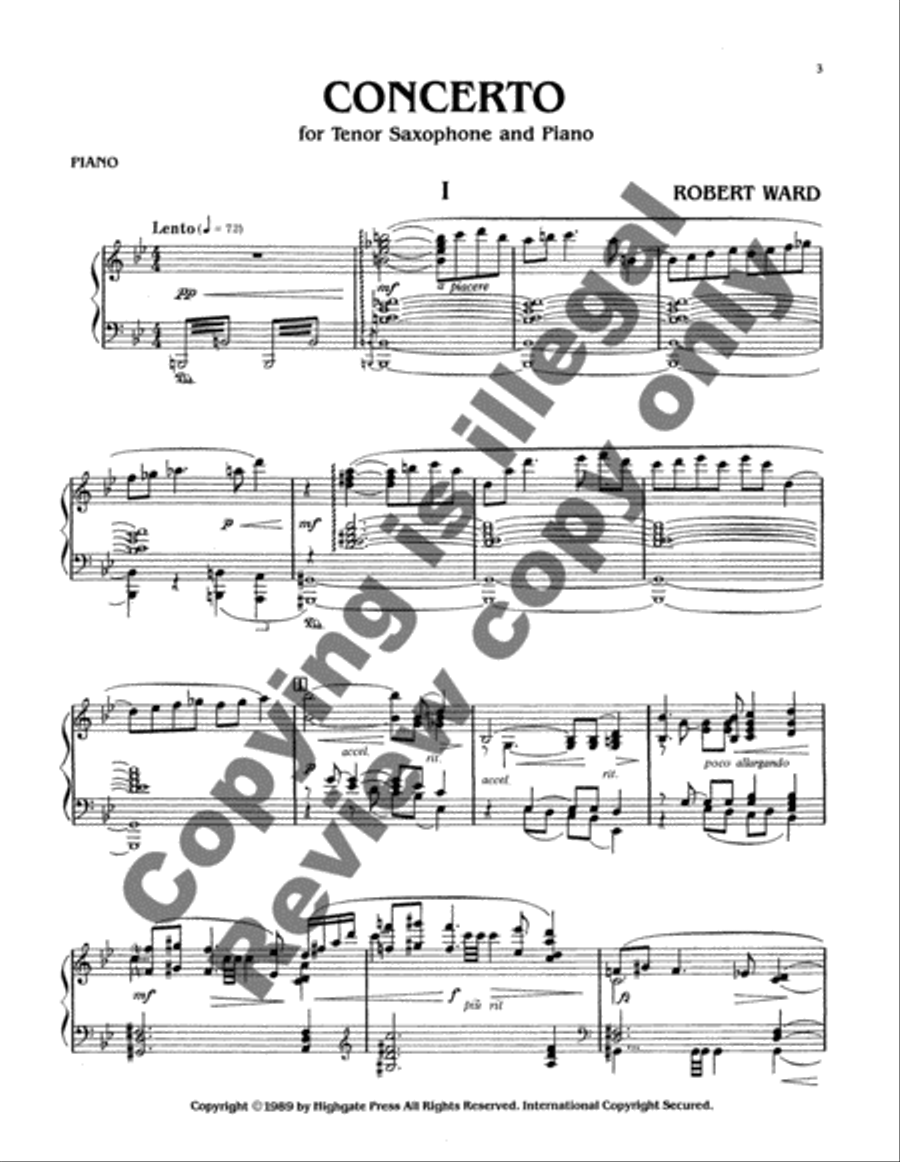 Concerto for Tenor Saxophone and Orchestra or Band 4-Part scores gallery preview page 8