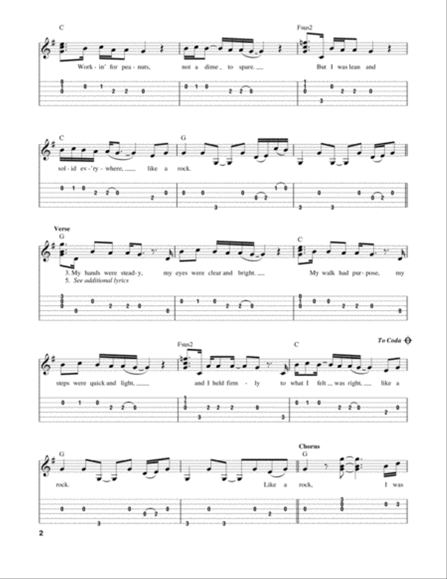 Like A Rock Like A Rock Acoustic Guitar scores gallery preview page 2