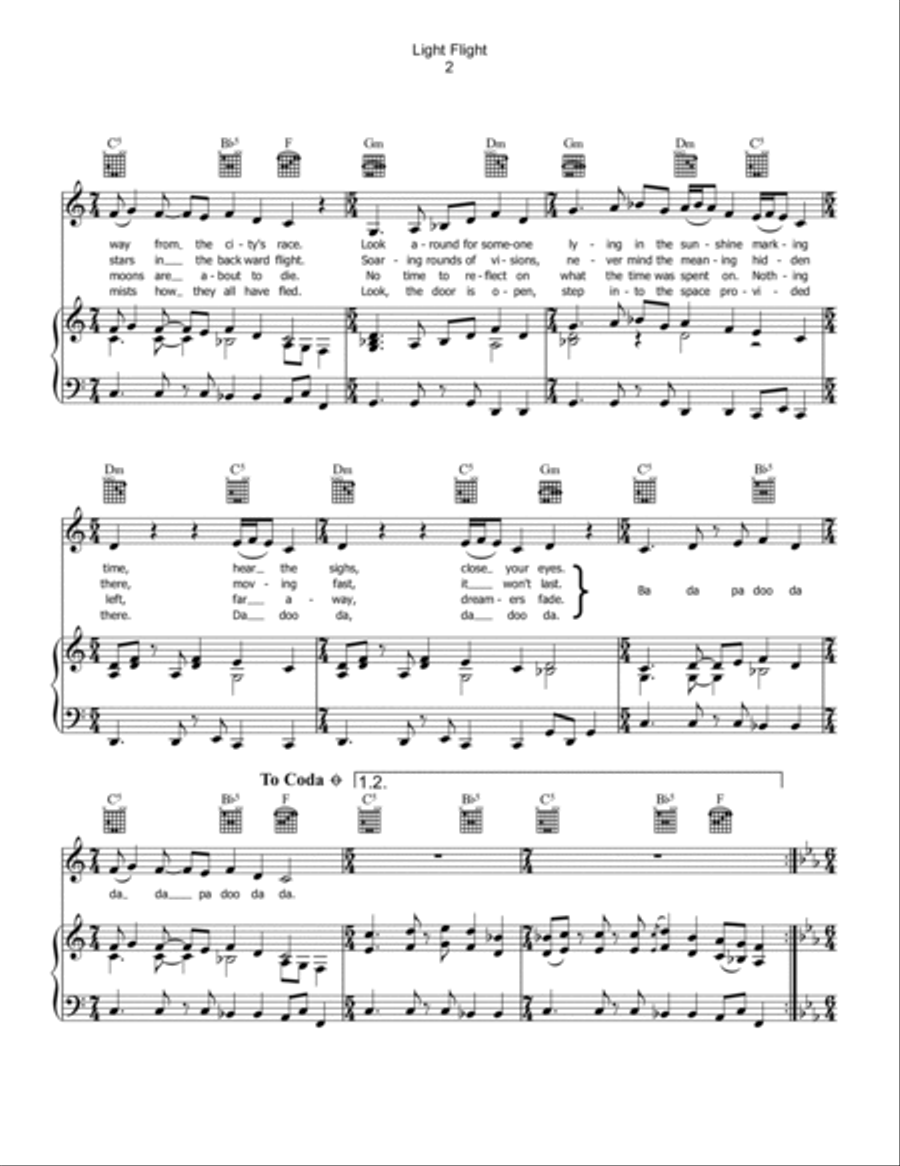 Light Flight Piano, Vocal, Guitar scores gallery preview page 2