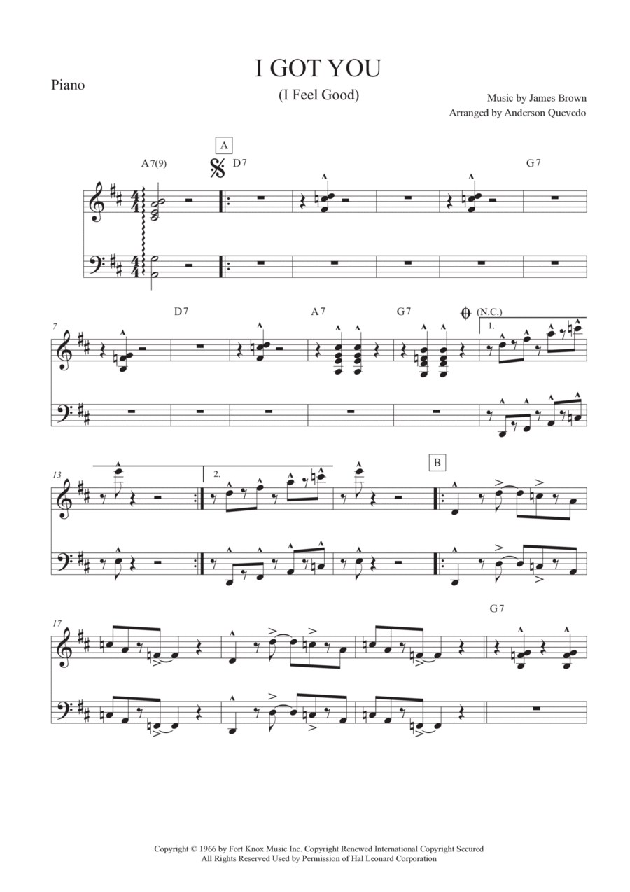 I Got You (I Feel Good) Piano, Vocal, Guitar scores gallery preview page 1