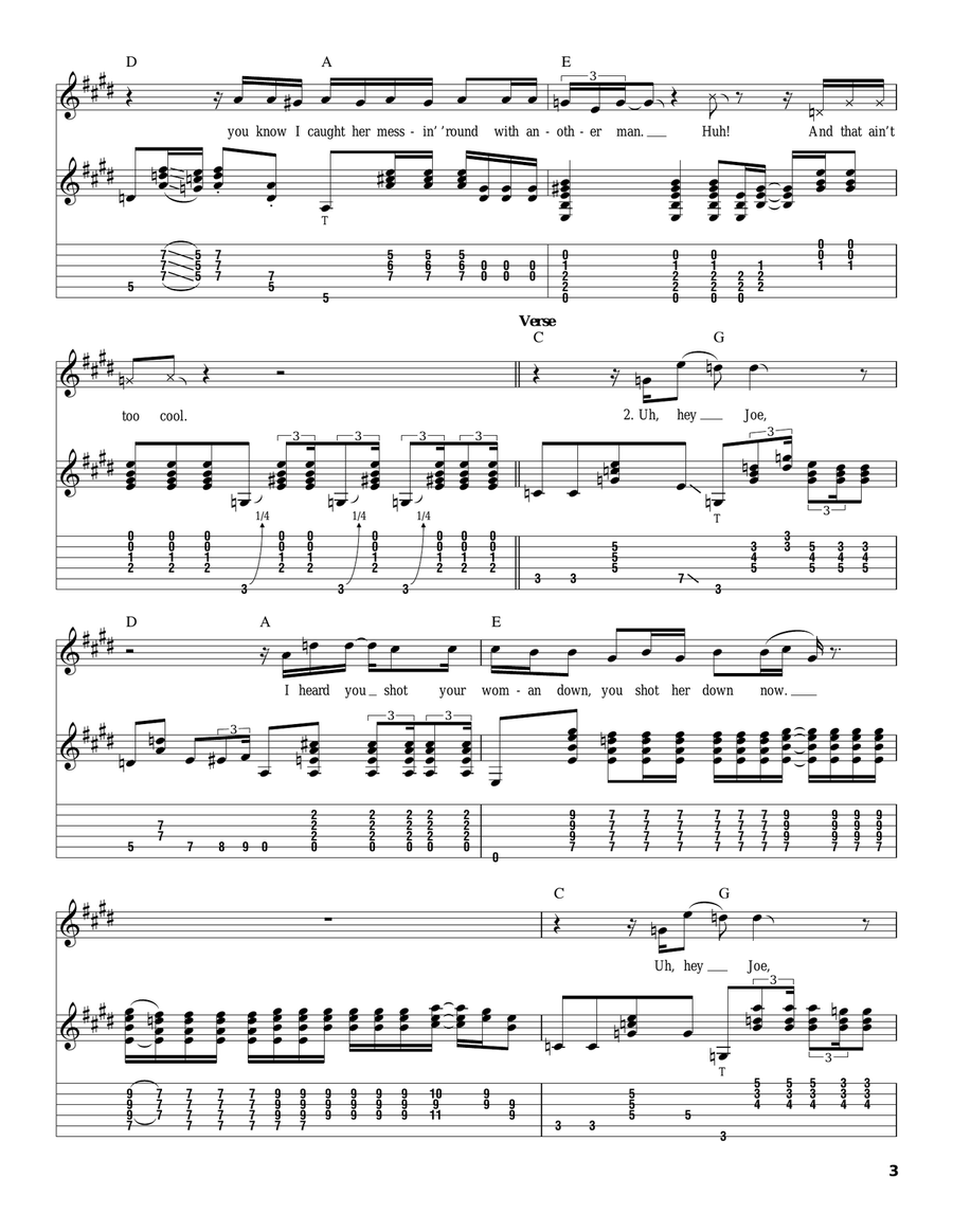 Hey Joe Hey Joe Acoustic Guitar scores gallery preview page 3