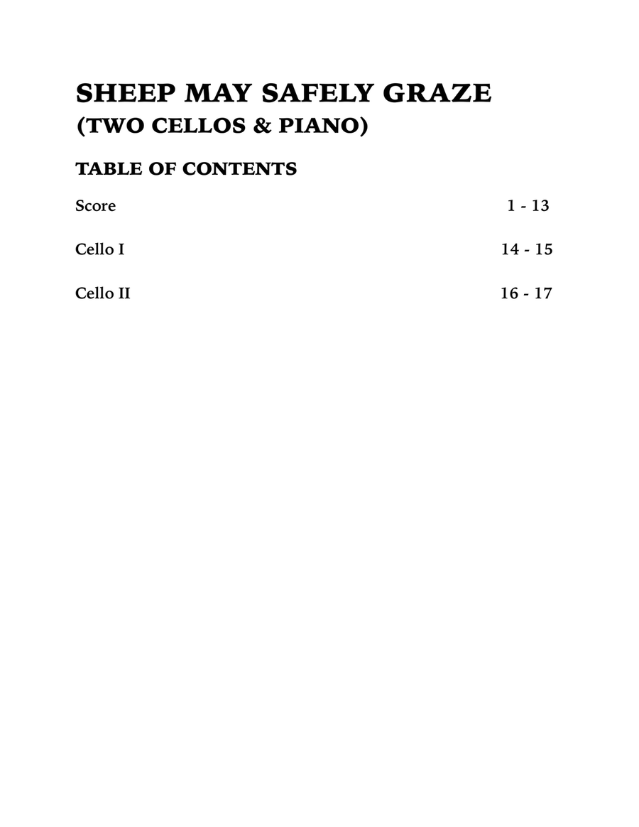 Sheep May Safely Graze (Bach): Trio for Two Cellos and Piano String Duet scores gallery preview page 4