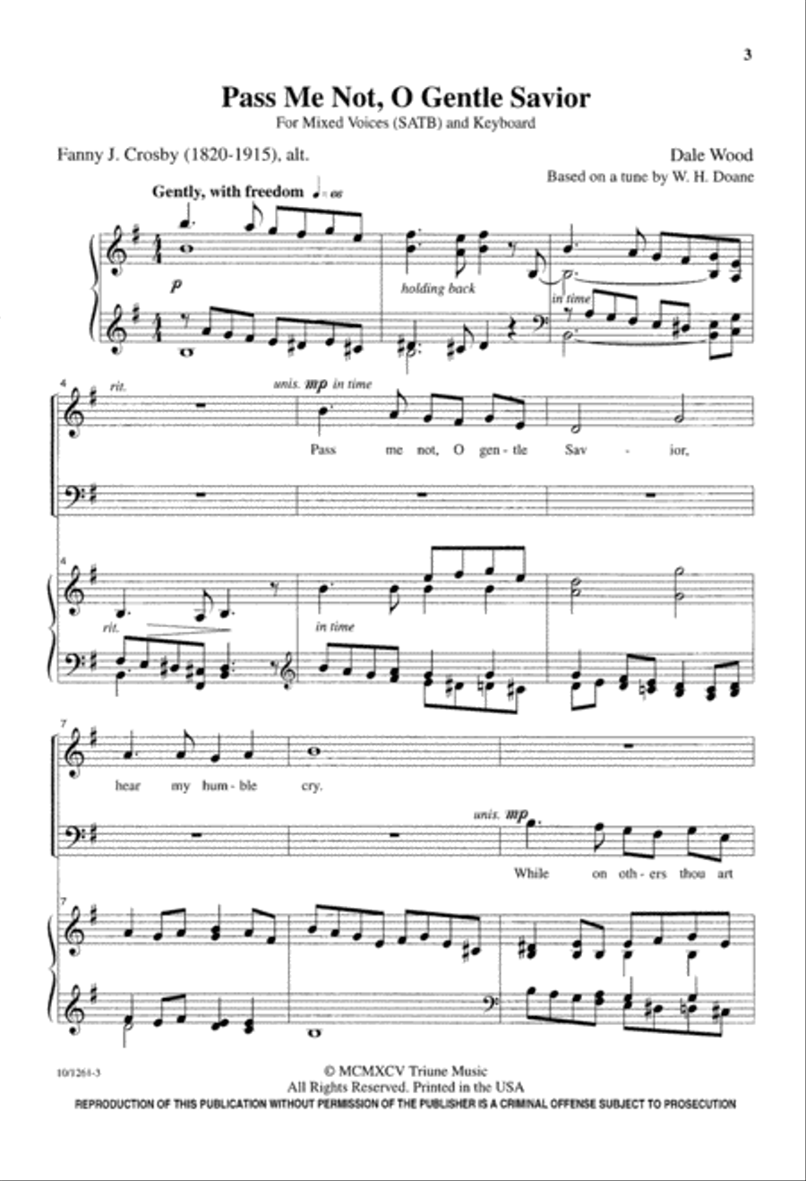 Pass Me Not, O Gentle Savior 4-Part scores gallery preview page 3
