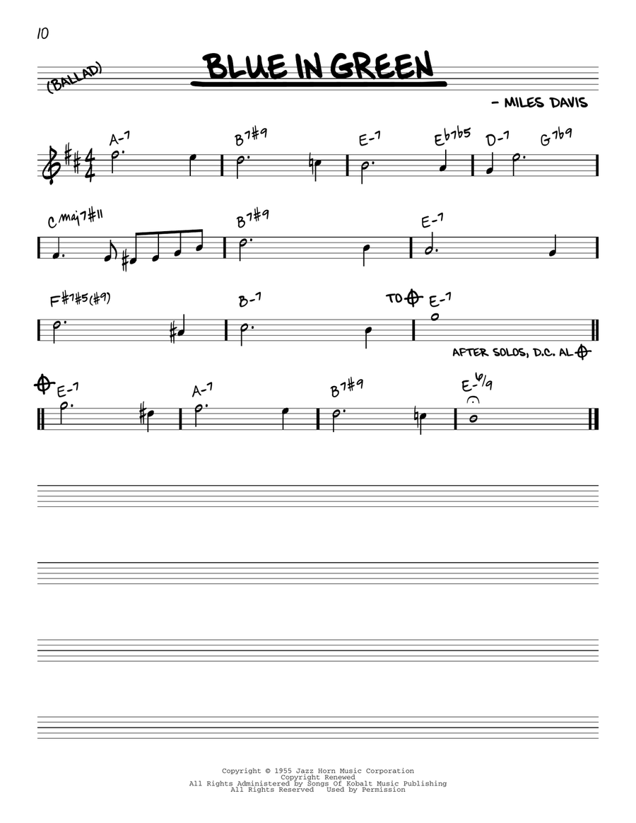 Blue In Green Blue In Green Piano scores gallery preview page 1