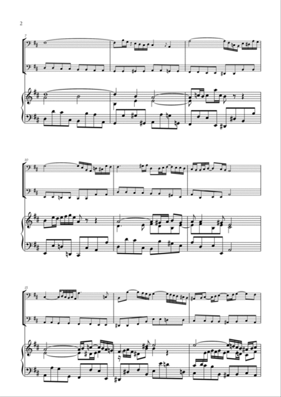 Johann Sebastian Bach - Air on the G String (for Bassoon and Trombone) Trombone Duet scores gallery preview page 2