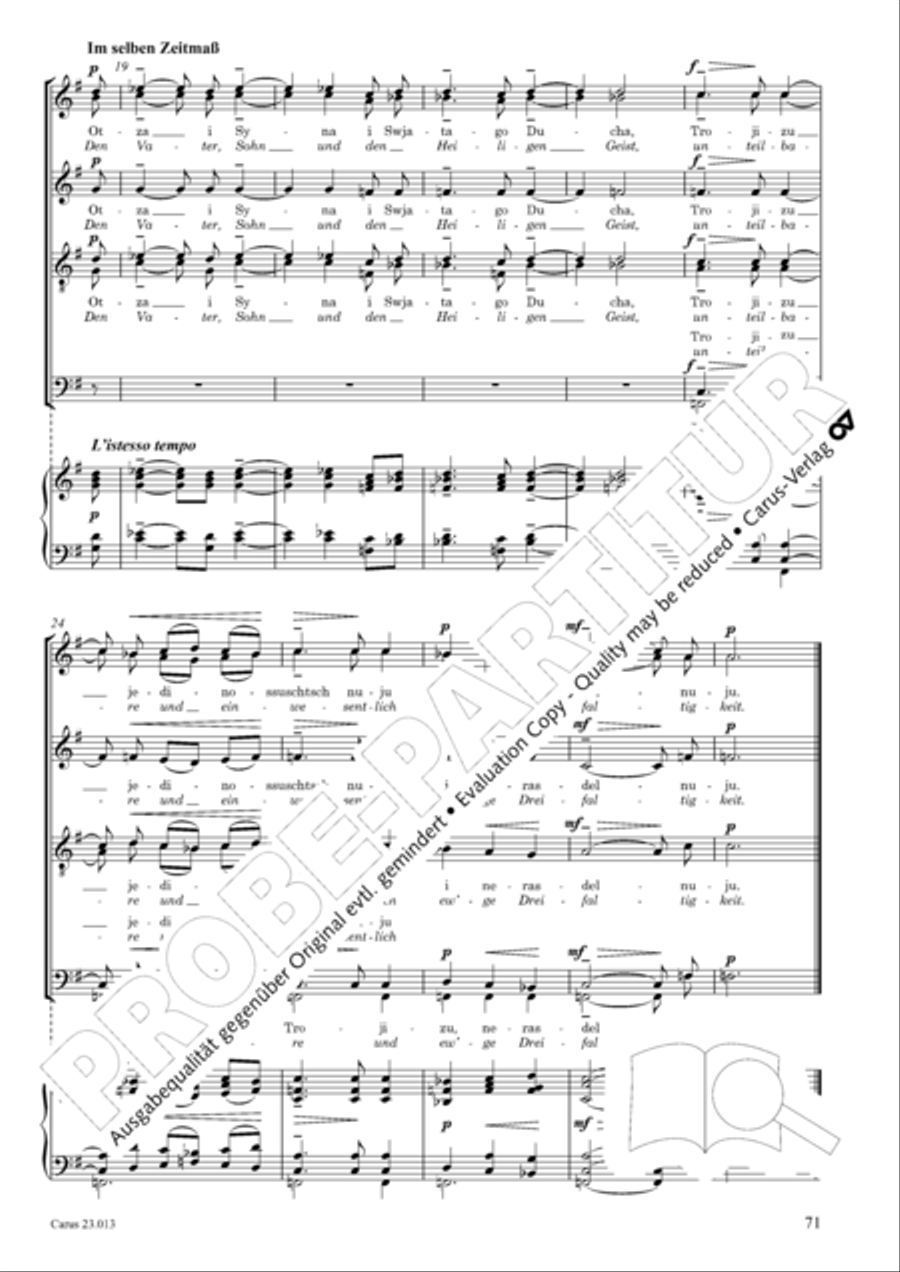 Liturgy of St. John Chrysostom op. 31 for mixed choir a cappella (Chrysostomos-Liturgie op. 31 fur Chor a cappella mit singbarem deutschem Text)