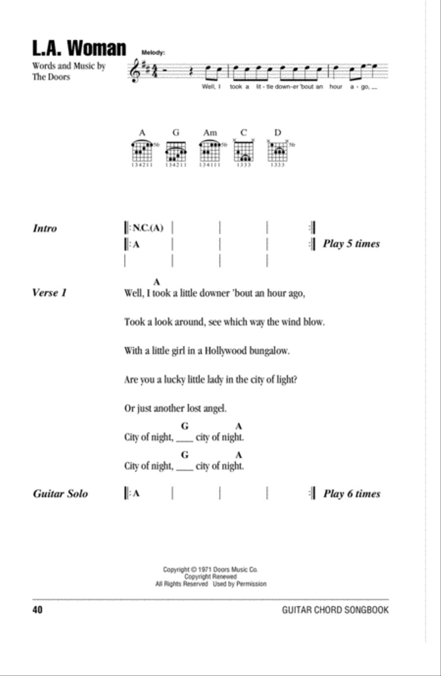 L.A. Woman L.A. Woman Acoustic Guitar scores gallery preview page 1
