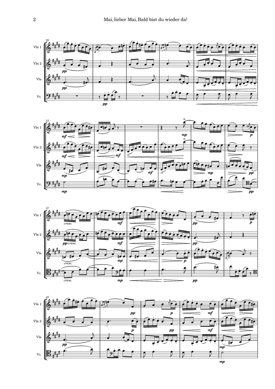 Mai, lieber Mai from Album for the Young, Opus 68 String Quartet scores gallery preview page 2