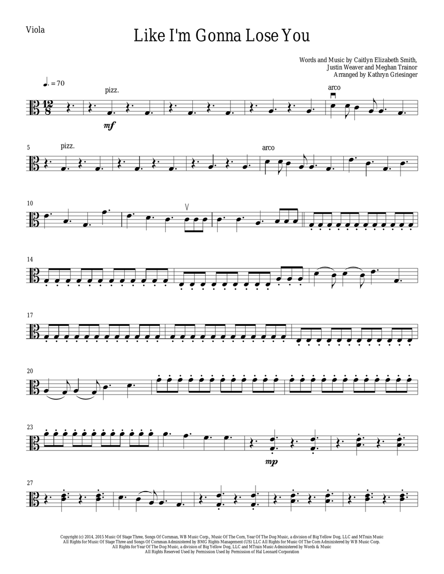 Like I'm Gonna Lose You String Quartet scores gallery preview page 5