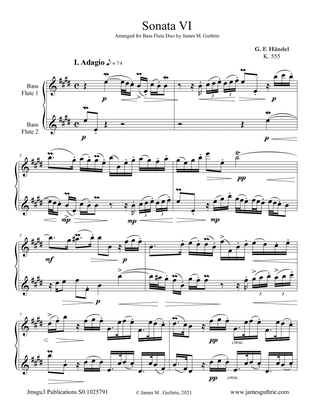 Book cover for Handel: Sonata No. 6 for Bass Flute Duo