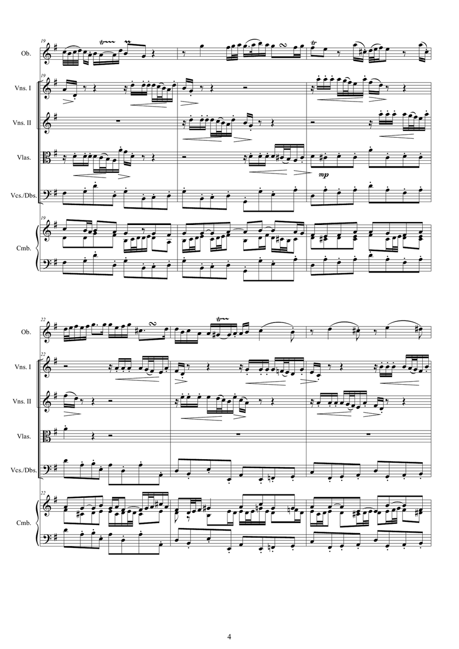 Telemann - Concerto in E minor TWV 51-E1 for Oboe (or Flute), Strings and continuo Chamber Orchestra scores gallery preview page 4