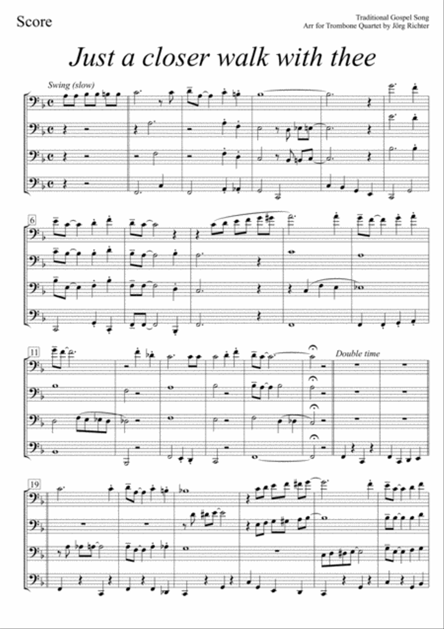 Just a closer walk with thee for Trombone Quartet Brass Quartet scores gallery preview page 2