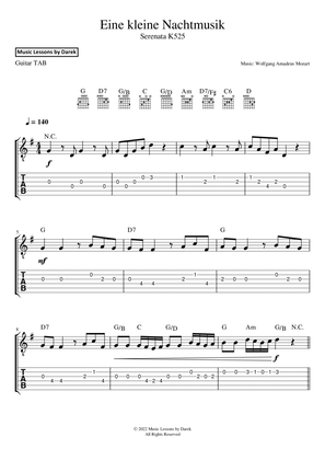 Book cover for Eine Kleine Nachtmusik (GUITAR TAB) Serenata K525 [Wolfgang Amadeus Mozart]