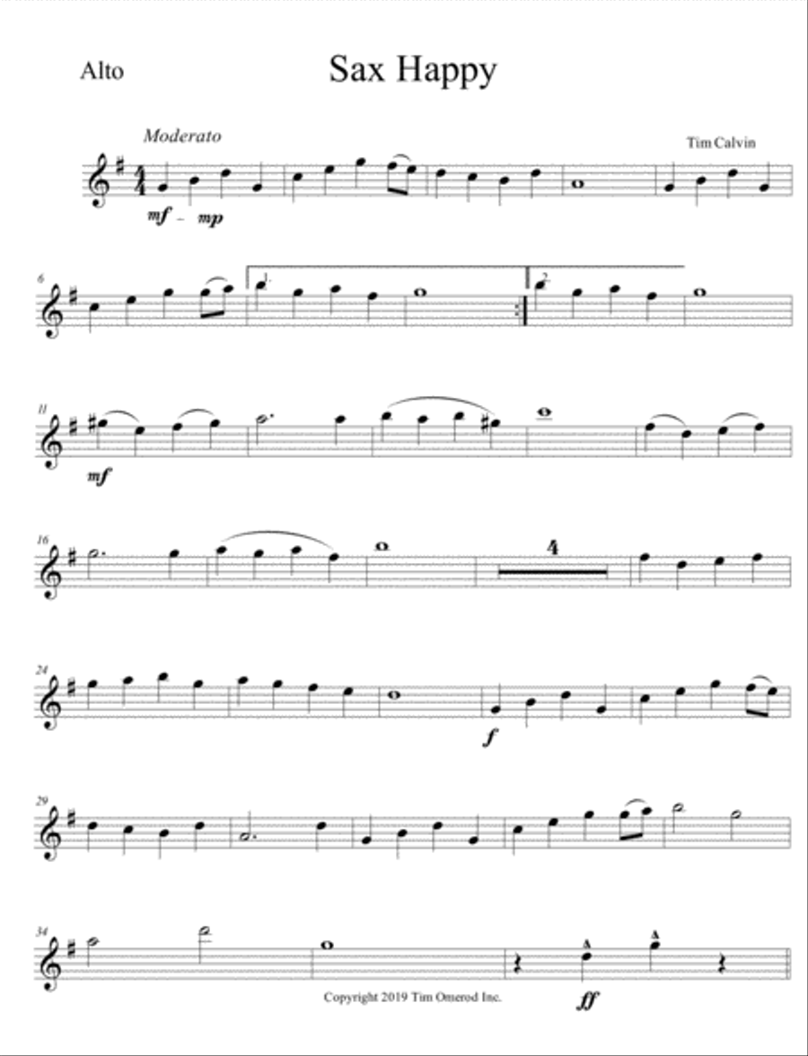 Sax Happy Alto Saxophone scores gallery preview page 1
