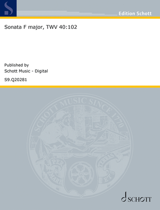 Book cover for Sonata F major, TWV 40:102