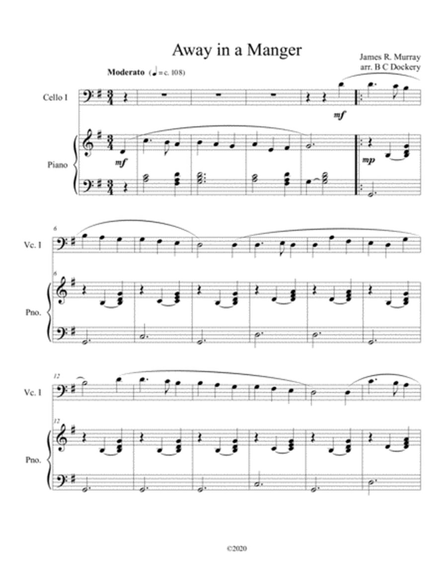 Away in a Manger (cello solo) with optional piano accompaniment image number null