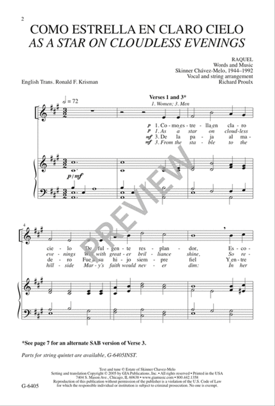 Como Estrella en Claro Cielo / As a Star on Cloudless Evenings 3-Part scores gallery preview page 2