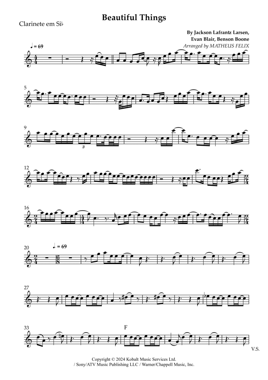 Beautiful Things B-Flat Clarinet scores gallery preview page 1
