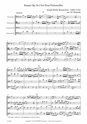 Sonata Op.34-3 for Four Violoncellos