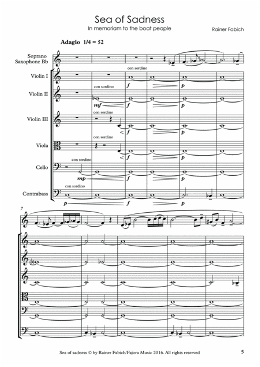 Sea of Sadness - In memoriam to the boat people Chamber Orchestra scores gallery preview page 5
