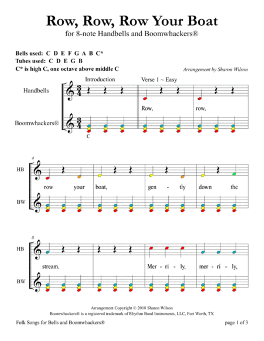 Folk Songs for 13-note Bells and Boomwhackers (with Color Coded Notes), VOL. 1 Handbell Choir scores gallery preview page 6