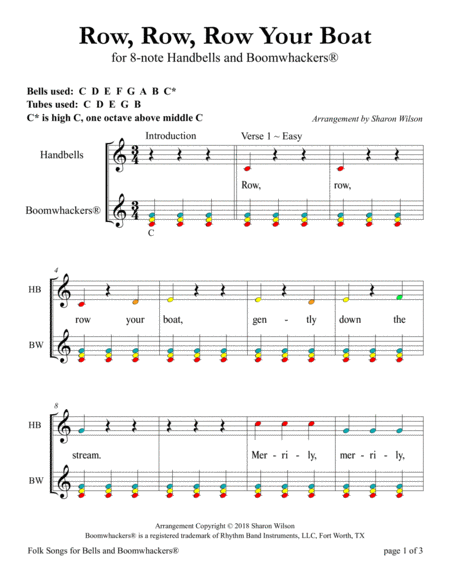 Folk Songs for 13-note Bells and Boomwhackers® (with Color Coded Notes), VOL. 1 image number null