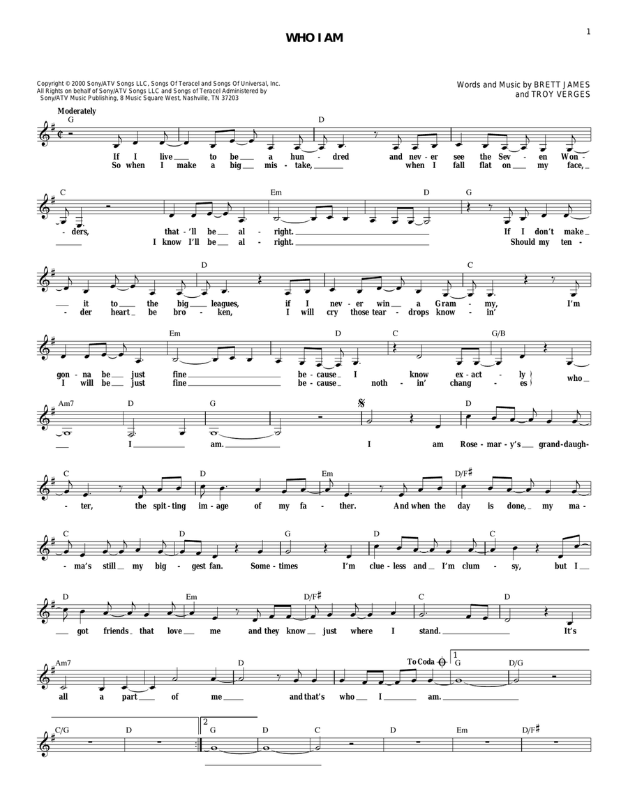 Who I Am Piano scores gallery preview page 1