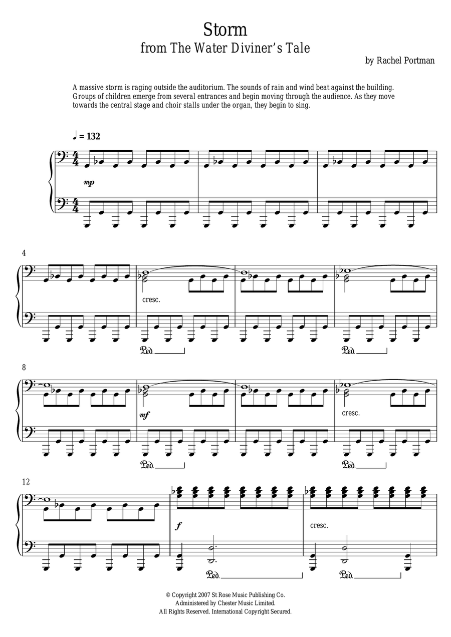 Storm (From 'The Water Diviner's Tale) Piano Solo scores gallery preview page 1