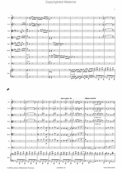 Konzert B-Dur in einem Satz fur zwei Violinen, zwei Bratschen , zwei Gamben, Violoncello, Kontrabass und Klavier op. 42