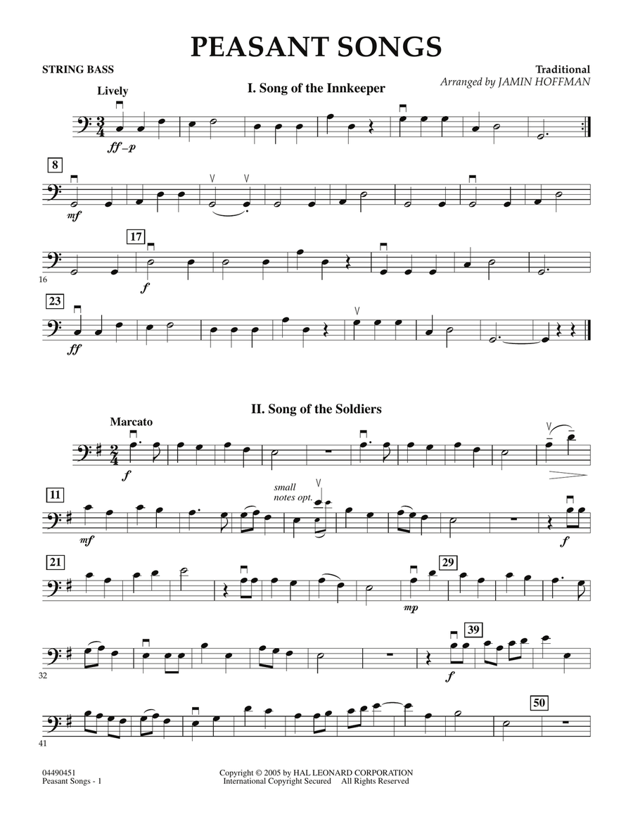 Peasant Songs - String Bass Orchestra scores gallery preview page 1