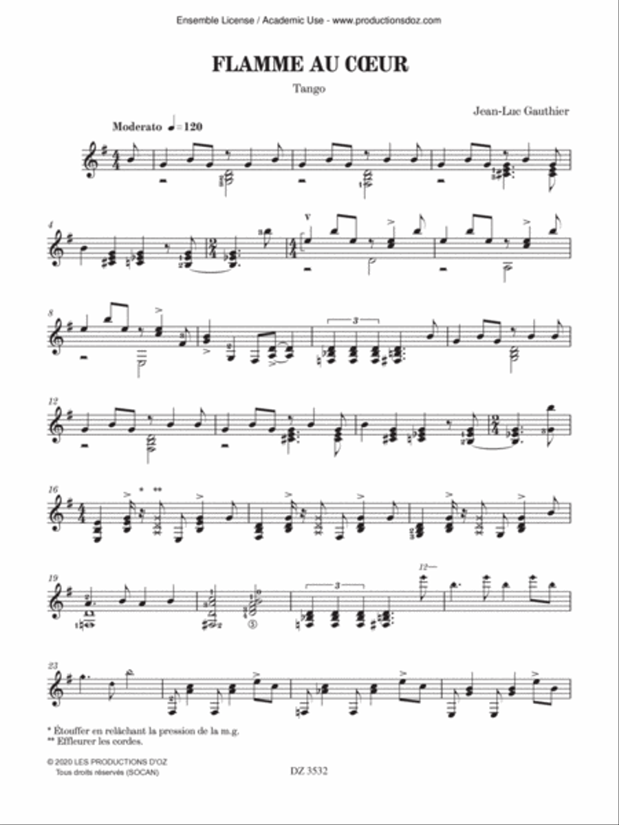 Flamme au cœur Classical Guitar scores gallery preview page 2