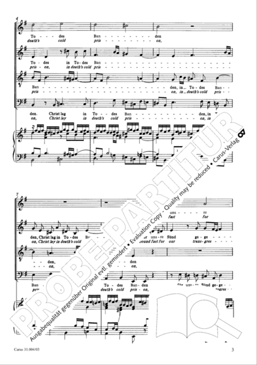 Christ lay in death's cold prison (Christ lag in Todesbanden) 4-Part scores gallery preview page 4