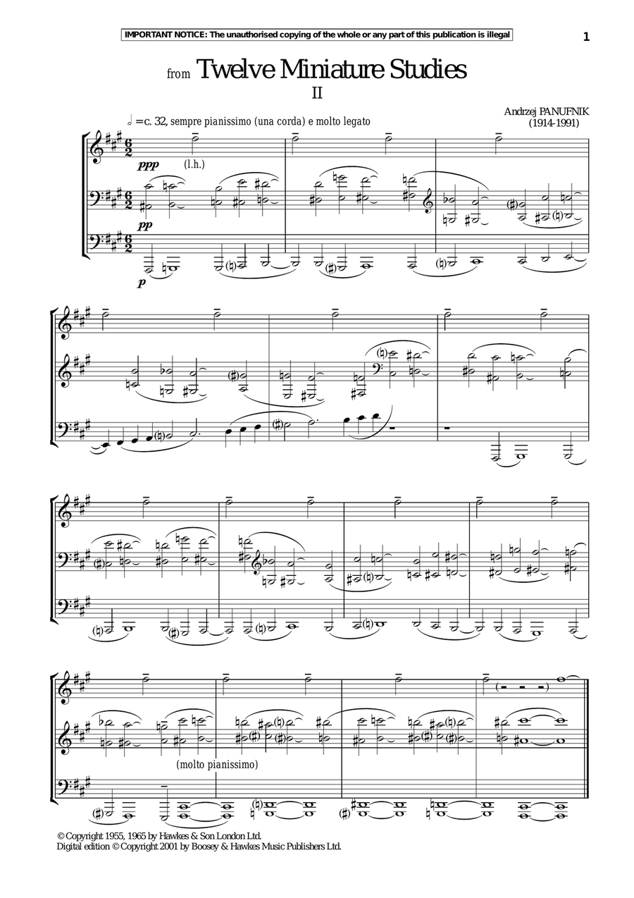 Twelve Miniature Studies, II. Piano Method scores gallery preview page 1