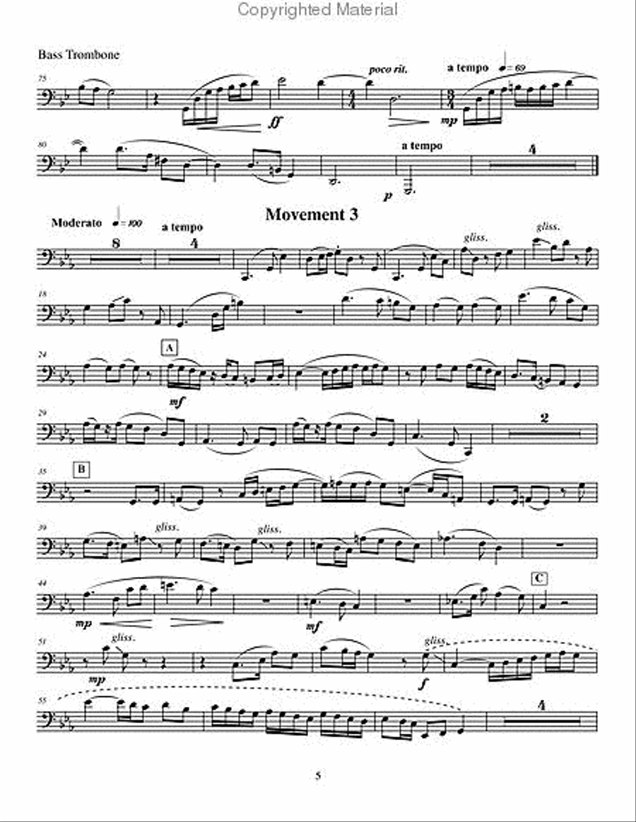 Concerto for Bass Trombone with String Orchestra & Percussion String Orchestra scores gallery preview page 12