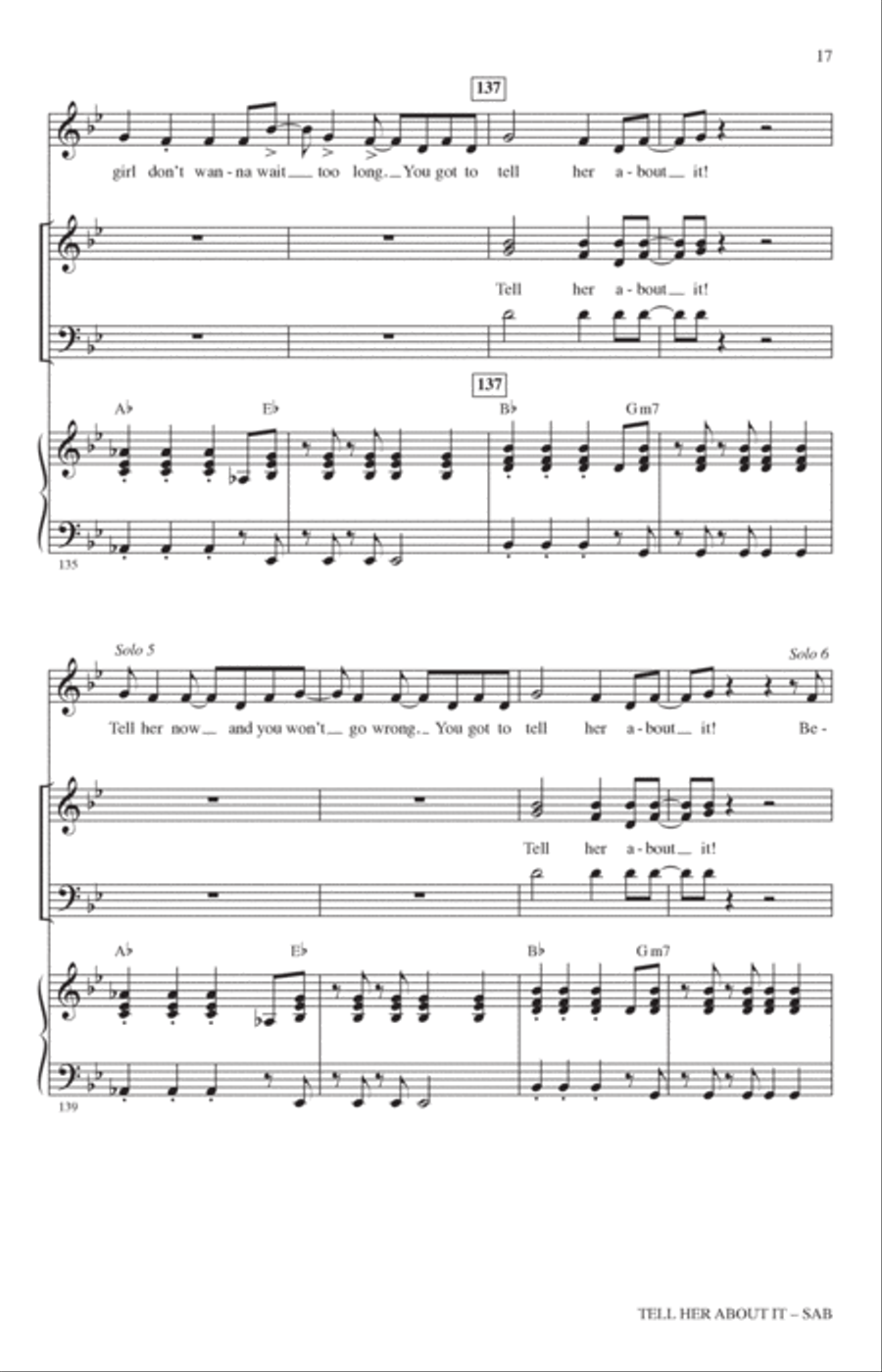 Tell Her About It (arr. Jack Zaino) 3-Part scores gallery preview page 15