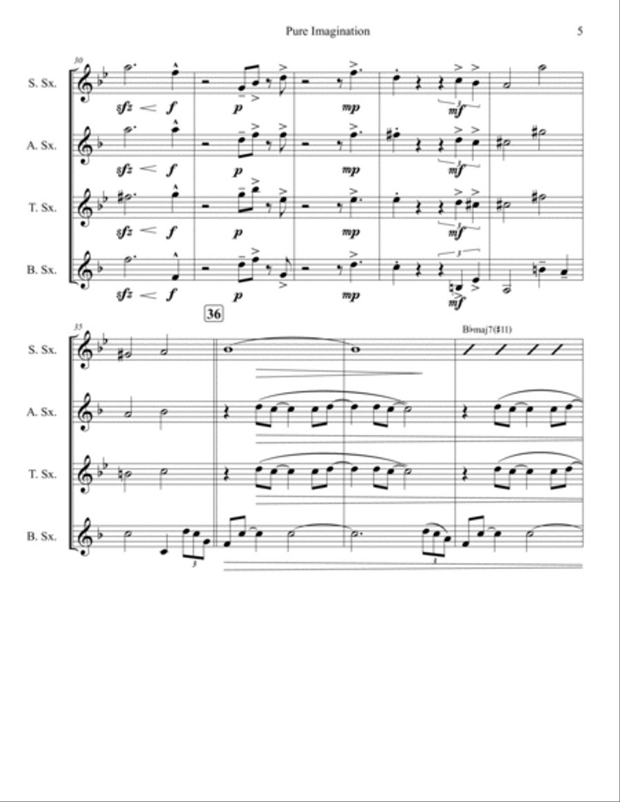Pure Imagination Saxophone Quartet scores gallery preview page 5