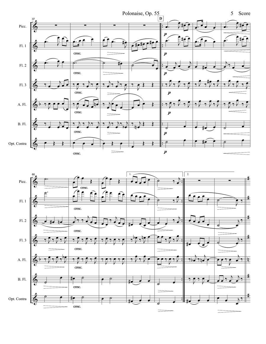 Lyadov Polonaise for Flute Choir Flute Choir scores gallery preview page 6