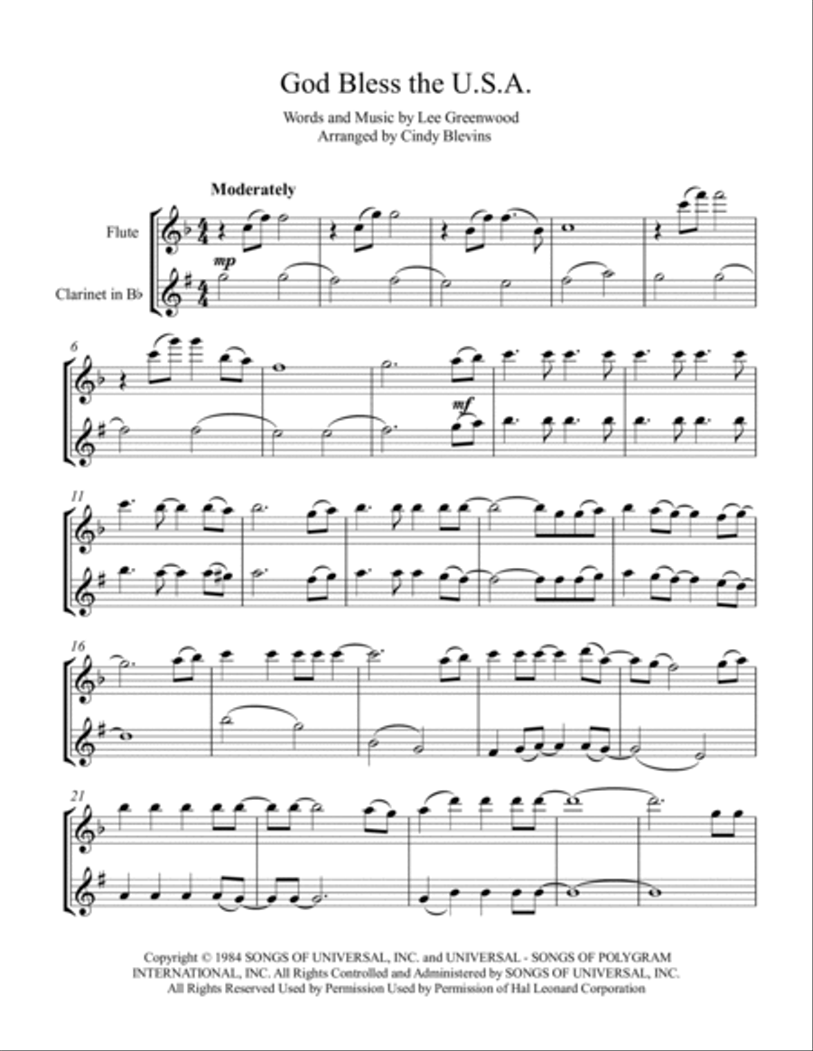 God Bless The U.S.A. God Bless The U.S.A. Woodwind Duet scores gallery preview page 6